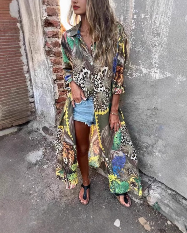 MAROVA - LONG SLEEVE PRINTED DRESS