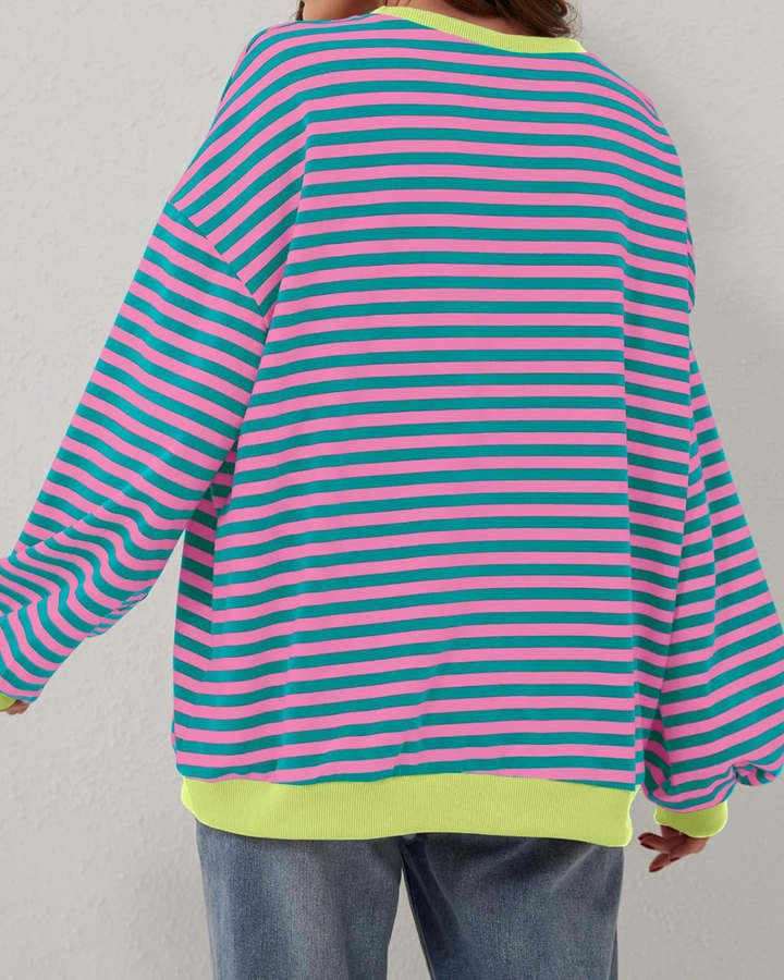 LUA - OVERSIZED STRIPED LONG SLEEVE SWEATSHIRT