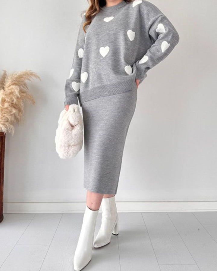 AMOR -  Love knitted skirt two-piece set