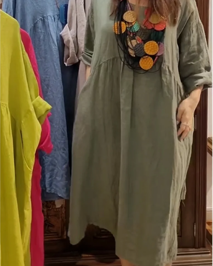 MANDIRA - COTTON AND LINEN DRESS