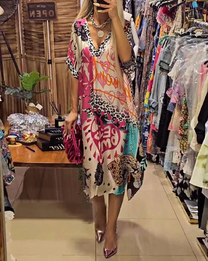 LUCIRA - Casual Dress with Colorful Leopard Print