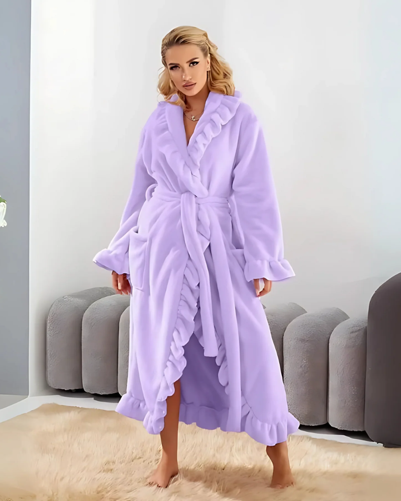 HEDA - Classy Ruffle Hem Long Sleeve Robe