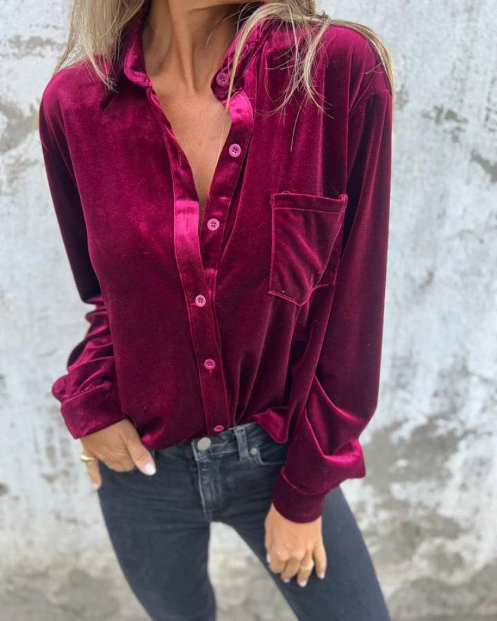 CATHERINE - Elegant Velvet Blouse