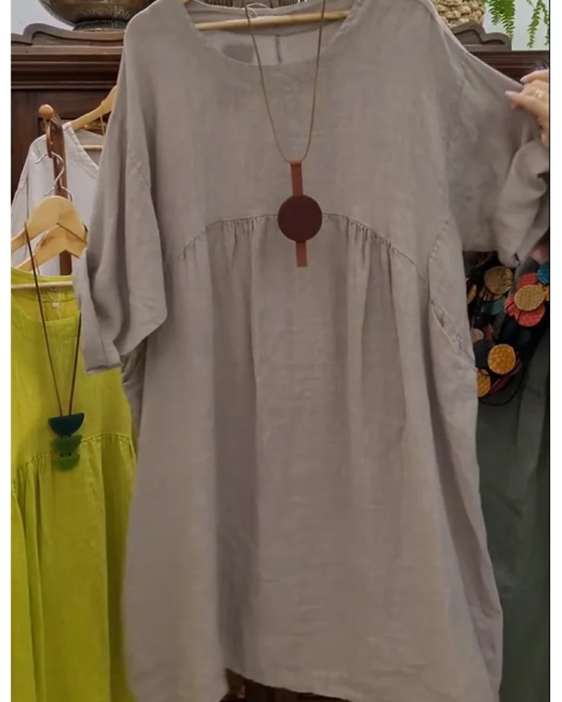 MANDIRA - COTTON AND LINEN DRESS