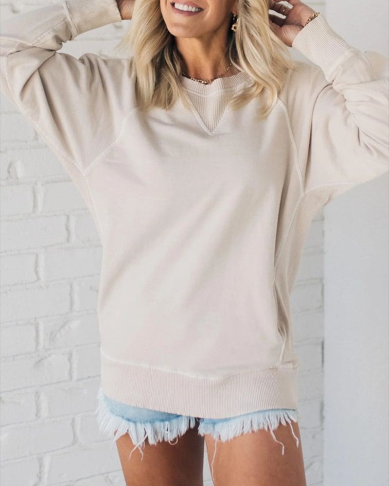 VIOLA - Ribbed Accent Pocketed Pullover