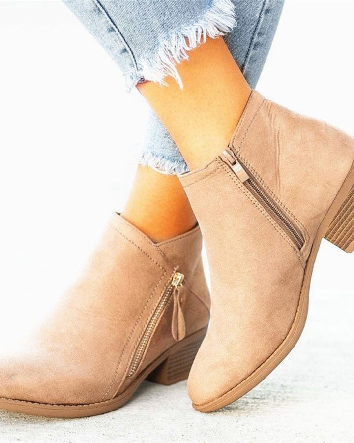 LORIA - Suede Boots with Thick Heels