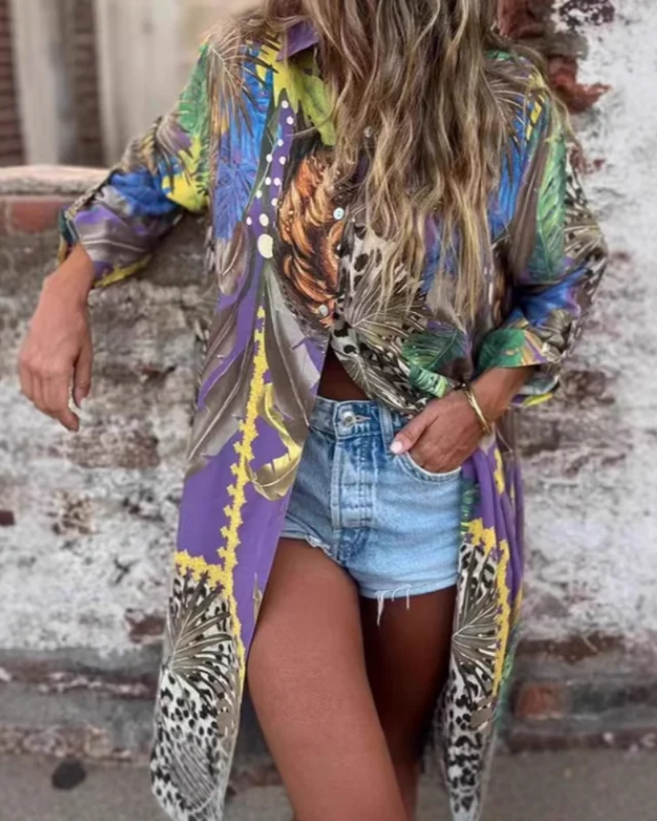 MAROVA - LONG SLEEVE PRINTED DRESS