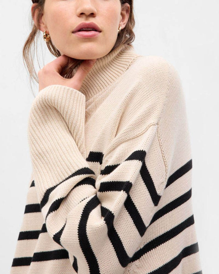 AMELIE - Striped Black and White Knit Sweater