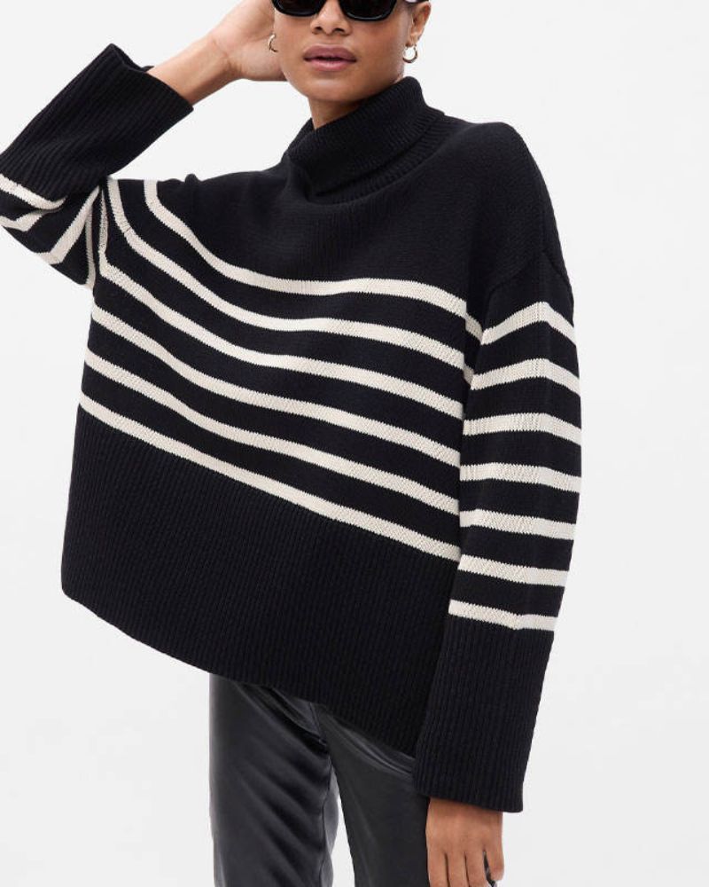 AMELIE - Striped Black and White Knit Sweater