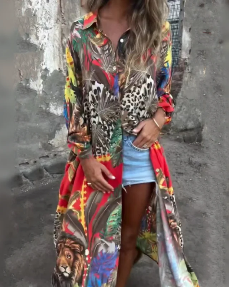 MAROVA - LONG SLEEVE PRINTED DRESS