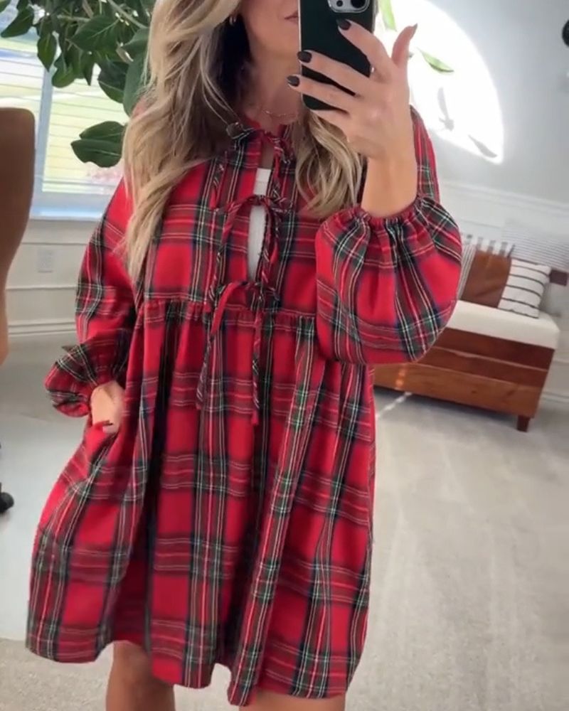 ANARE - Festival plaid dress